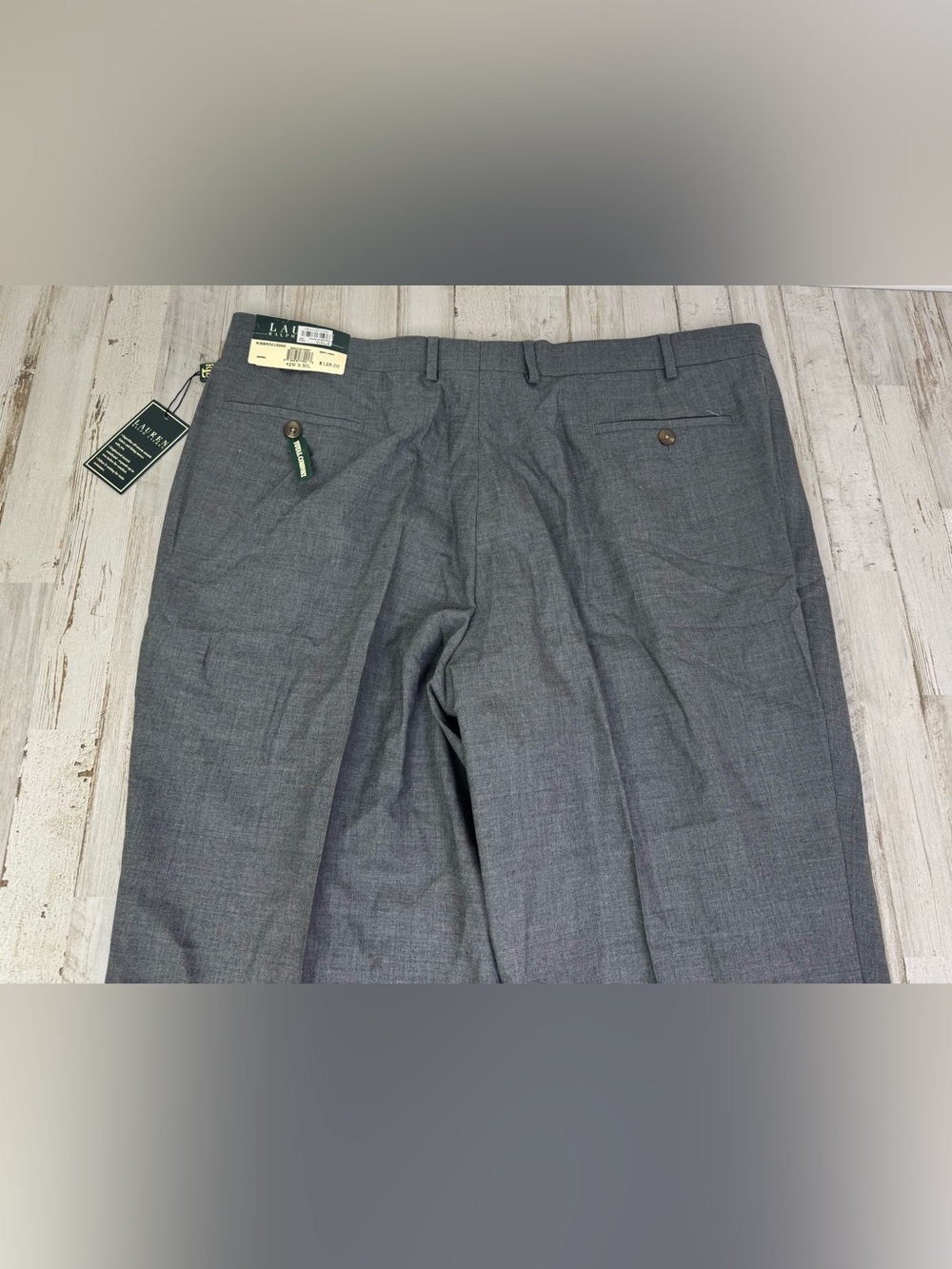 Lauren Ralph Lauren Gray 100% Wool Pleated Cuffed Dress Pants 42x30 NWT Read - Picture 11 of 12